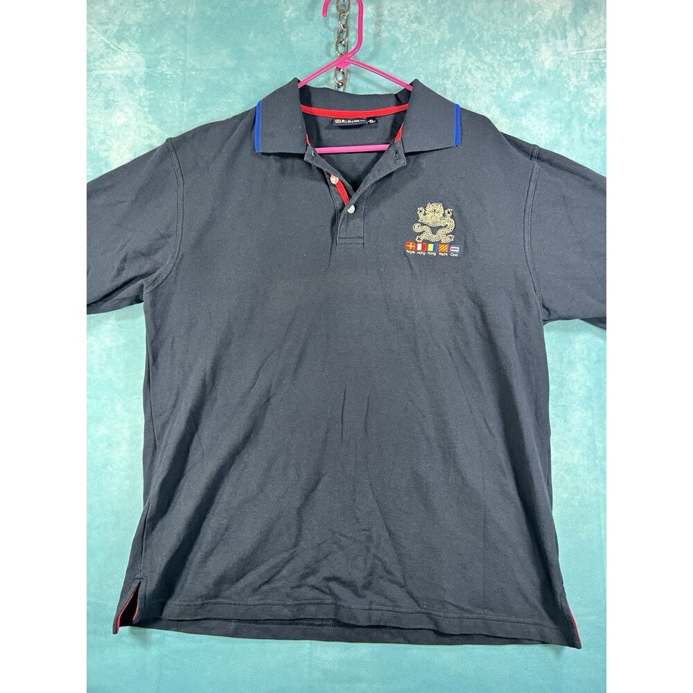Vintage VTG LIMITED Royal Hong Kong Yacht Club Men’s XL Navy Blue/Red Polo Shirt
